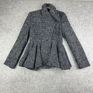 Free People Patricia Peplum Jacket Womens 4 Blue Tweed Preppy Boho Pockets